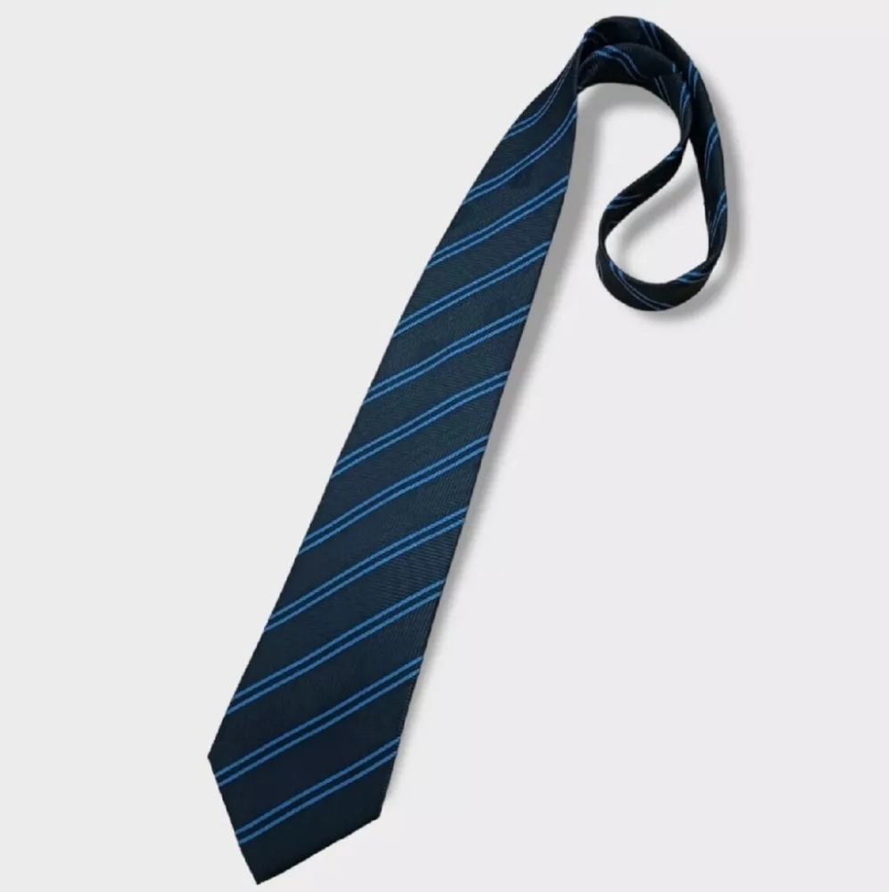 FERRARI Navy Striped Monogram Logo Silk LUXURY Tie HANDMADE SPAIN